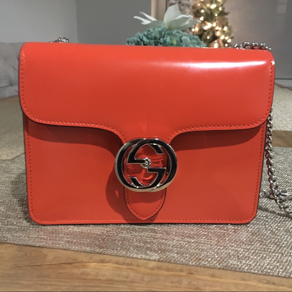 Gucci Dark Orange Authentic Leather Chain Bag